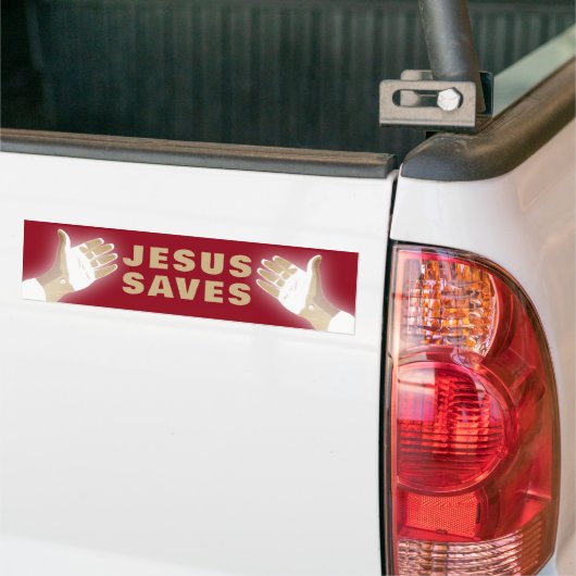 rood JEZUS SAVES Bumpersticker (Op Truck)