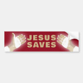 rood JEZUS SAVES Bumpersticker (Voorkant)