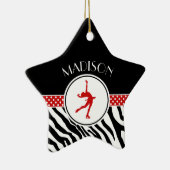 Rood Jouw naam Zebra Afdrukafbeelding afschilderen Keramisch Ornament (Rechts)