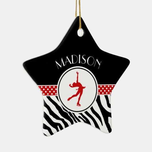 Rood Jouw naam Zebra Afdrukafbeelding afschilderen Keramisch Ornament (Rechts)