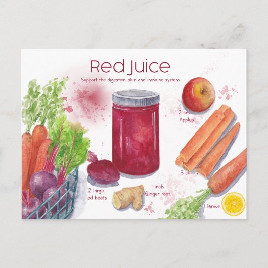 Rood Juice Recipe Briefkaart (Voorkant)