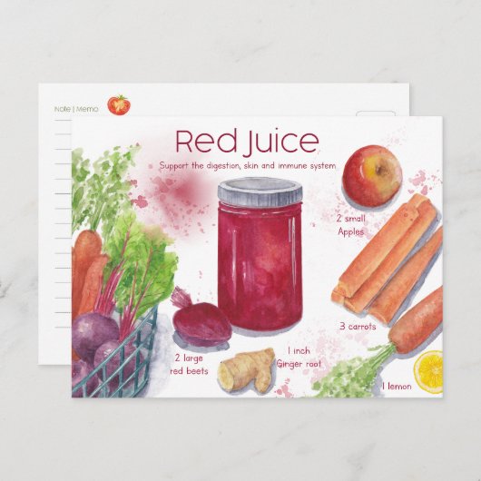 Rood Juice Recipe Briefkaart (Voorkant / Achterkant)