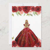 Rood Jurk Brunette Vrouw Bloemen Zoet 16 Kaart (Achterkant)