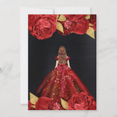 Rood Jurk Rood Haired Vrouw Bloemen Sweet 16 Kaart (Achterkant)