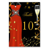 Rood Jurk Zwart Goud Tafel Nummer Kaart (Achterkant)