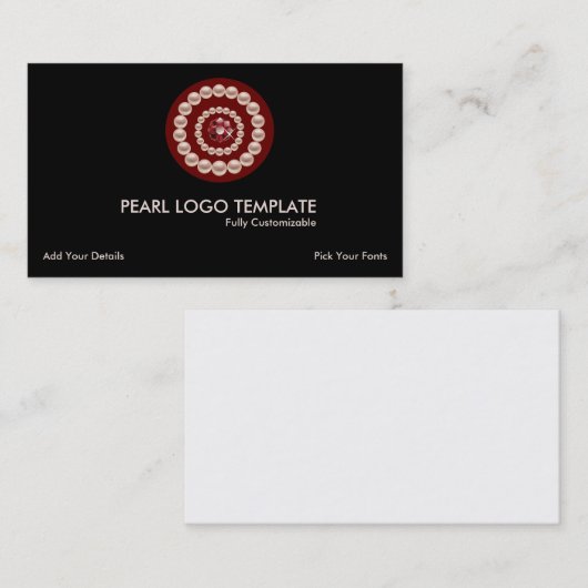 Rood juweel en parels Logo - witte parels Visitekaartje (Voorkant / Achterkant)