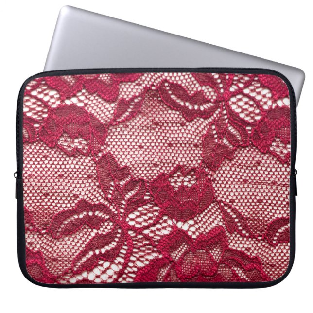 Rood kant: elastisch jacquard textiel. laptop sleeve (Voorkant)