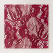 Rood kant: elastisch jacquard textiel. legpuzzel (Horizontaal)
