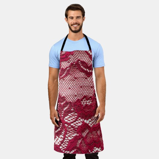 Rood kant: elastisch jacquard textiel. schort (Gedragen)