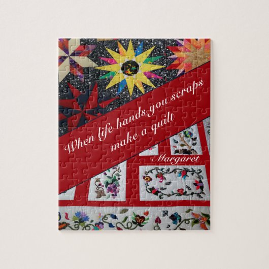 Rood kantelen maakt een Quilt Quote Legpuzzel (Verticaal)