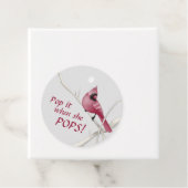 Rood kardinaal Baby shower Pop het als ze Pop. Bedankjes Labels (In situ)