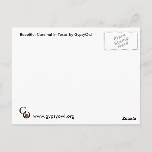 Rood kardinaal Briefkaart (Achterkant)