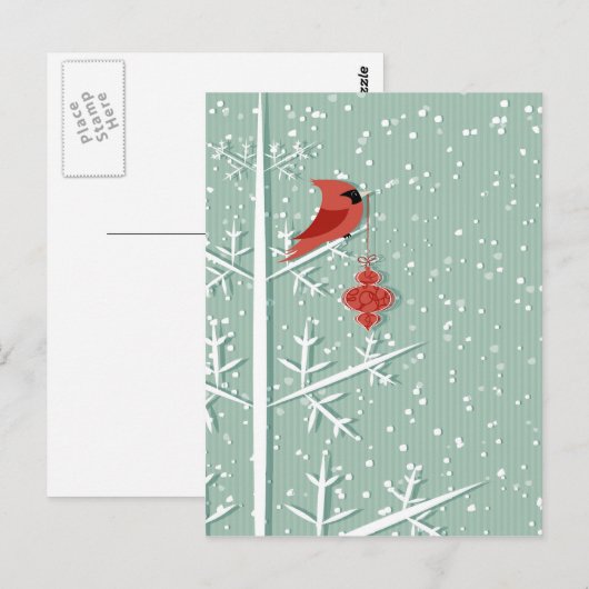 Rood kardinaal Briefkaart (Voorkant / Achterkant)