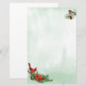 Rood kardinaal en bullfinch Bird Holiday Stationer Briefpapier (Voorkant / Achterkant)