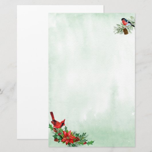 Rood kardinaal en bullfinch Bird Holiday Stationer Briefpapier (Voorkant / Achterkant)