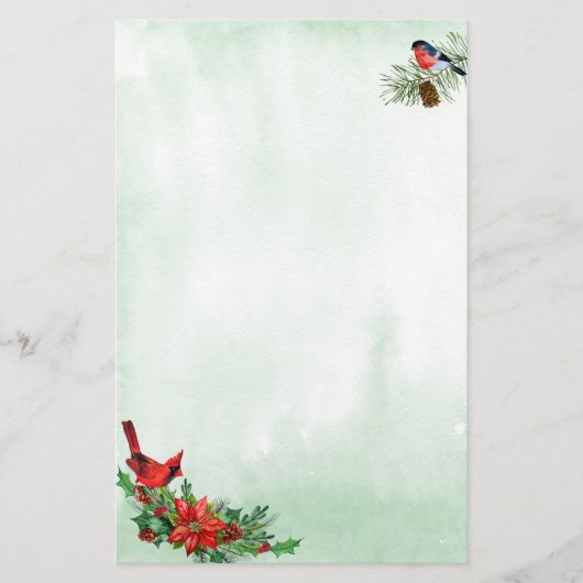 Rood kardinaal en bullfinch Bird Holiday Stationer Briefpapier (Voorkant)