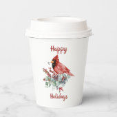 Rood kardinaal, Eucalyptus, rode kerst met kerst Papieren Bekers (Achterkant)