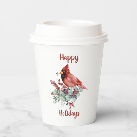 Rood kardinaal, Eucalyptus, rode kerst met kerst Papieren Bekers (Achterkant)