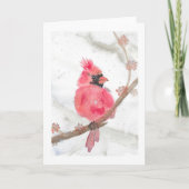 Rood kardinaal in sneeuw feestdagen kaart (Voorkant)
