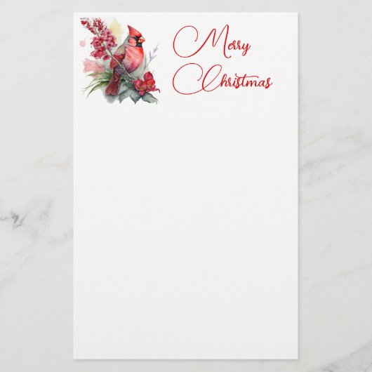 Rood kardinaal kerstfeest briefpapier (Voorkant)