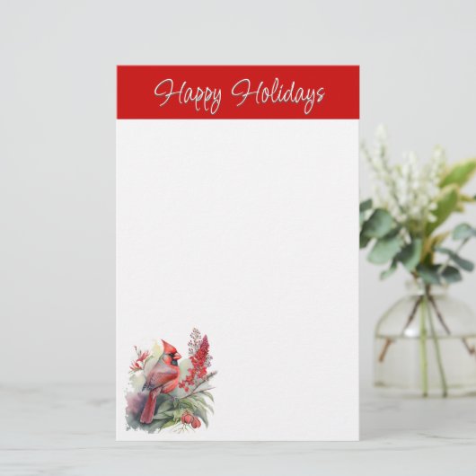 Rood kardinaal kerstfeest briefpapier (Staand voorkant)