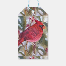 Rood kardinaal kerstfeest cadeaulabel