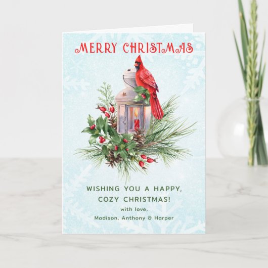 Rood kardinaal kerstfeest kaart (Voorkant)