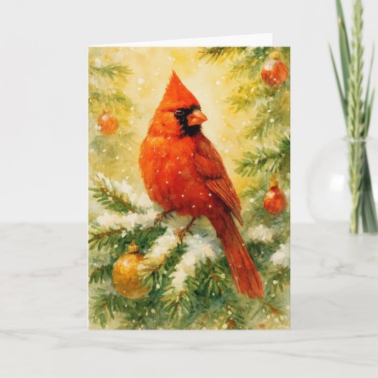 Rood kardinaal kerstfeest kaart (Voorkant)