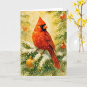 Rood kardinaal kerstfeest kaart (Gele Bloem)