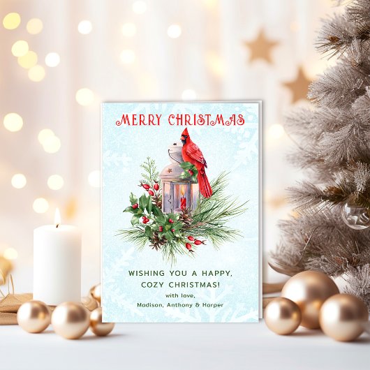 Rood kardinaal kerstfeest kaart