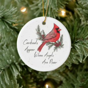 Rood kardinaal kerstfeest keramisch ornament