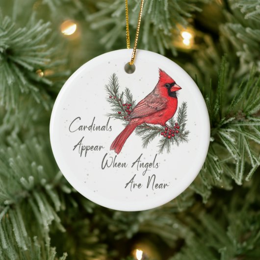 Rood kardinaal kerstfeest keramisch ornament (Boom)