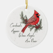 Rood kardinaal kerstfeest keramisch ornament (Voorkant)