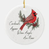 Rood kardinaal kerstfeest keramisch ornament (Achterkant)