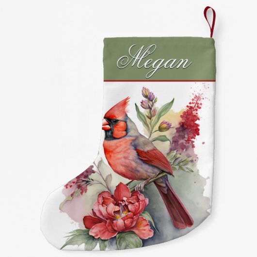 Rood kardinaal kerstfeest kleine kerstsok (Achterkant)