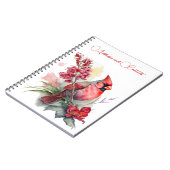 Rood kardinaal kerstfeest notitieboek (Linkerzijde)