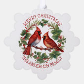 Rood kardinaal kerstfeest ornament kaart (Achterkant)