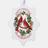 Rood kardinaal kerstfeest ornament kaart (Links)