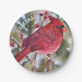 Rood kardinaal kerstfeest papieren bordje