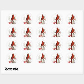 Rood kardinaal kerstfeest ronde sticker (Vel)