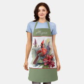 Rood kardinaal kerstfeest schort (Gedragen)