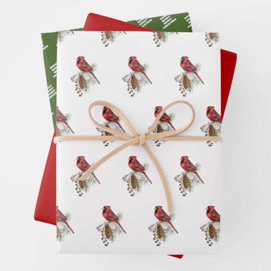 Rood kardinaal kerstpakket gecoördineerd inpakpapier vel (In situ)
