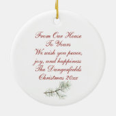 Rood kardinaal knuppels over de kerst van Miles Keramisch Ornament (Achterkant)