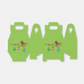 Rood kardinaal op kerstbaltak bedankdoosjes (Uitgevouwen)