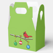 Rood kardinaal op kerstbaltak bedankdoosjes (Geopend)