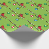 Rood kardinaal op kerstbaltak cadeaupapier (Hoek)