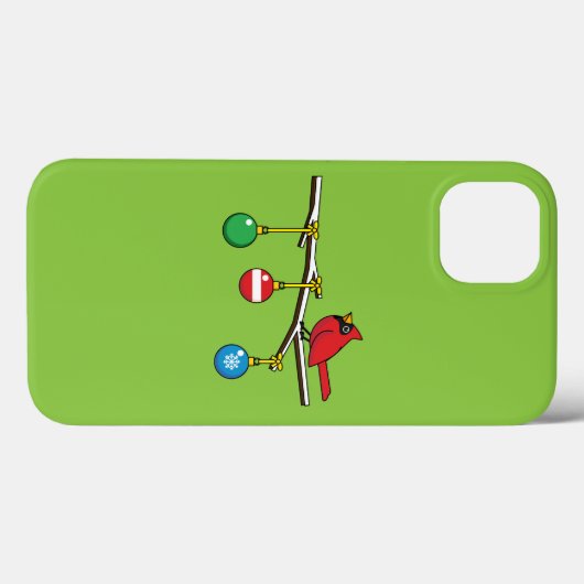 Rood kardinaal op kerstbaltak Case-Mate iPhone case (Achterkant (horizontaal))