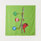 Rood kardinaal op kerstbaltak wandkleed (Voorkant (horizontaal))