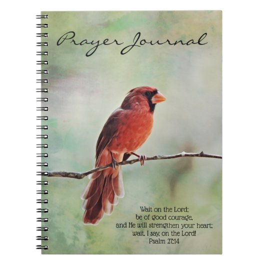 Rood kardinaal Prayer Journal psalm 27:4 Notitieboek (Voorkant)