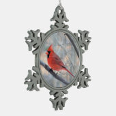 Rood kardinaal profiel Pewter Ornament (Links)